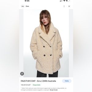 BRAND NEW ZARA BEIGE/WHITE FAUX FUR COAT WITH POCKETS